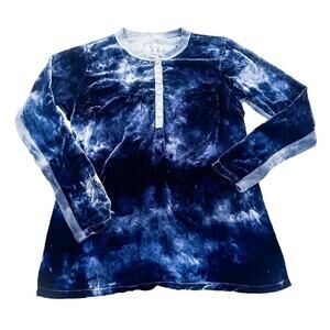 Johnny Was Rayon Silk Blend Tunic Crushed Velvet Blue P11617-7 Size M